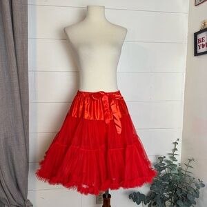 Women’s Vintage Style Red Petticoat Crinoline Skirt Dress Small Medium